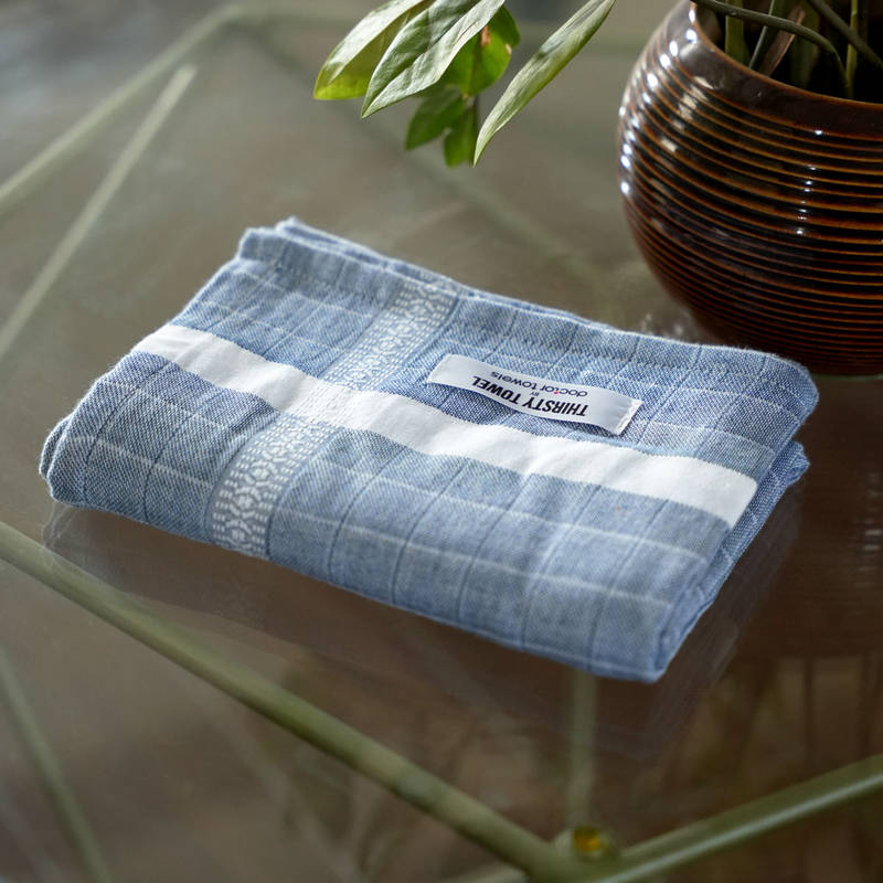 Doctor Towels Blue Double Cloth Cotton Bath Towel (M)
