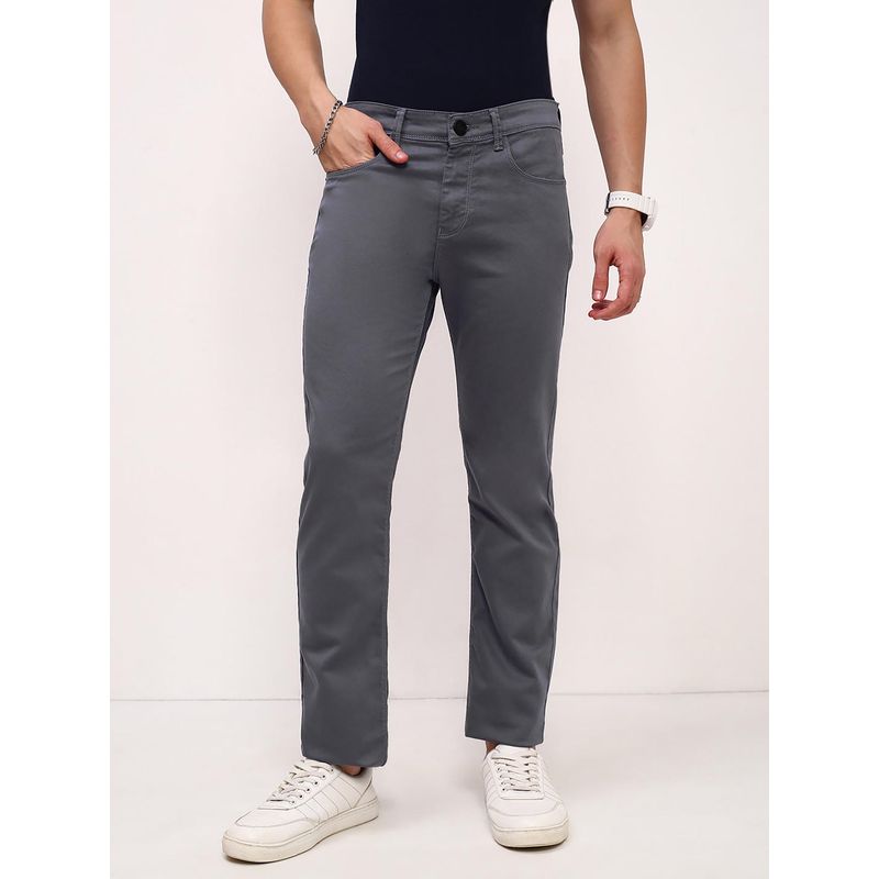 SHOWOFF Men Grey Straight Fit Jeans (34)
