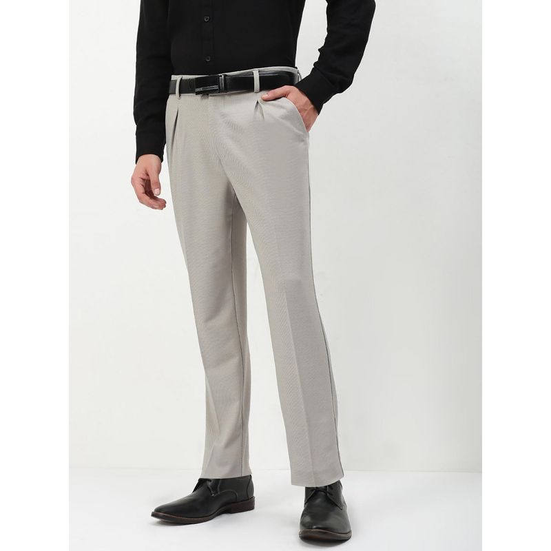 SHOWOFF Men Grey Solid Formal Trouser (30)
