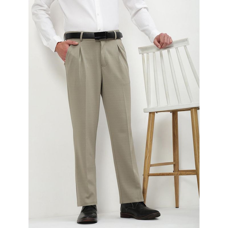 SHOWOFF Men Green Solid Formal Trouser (30)