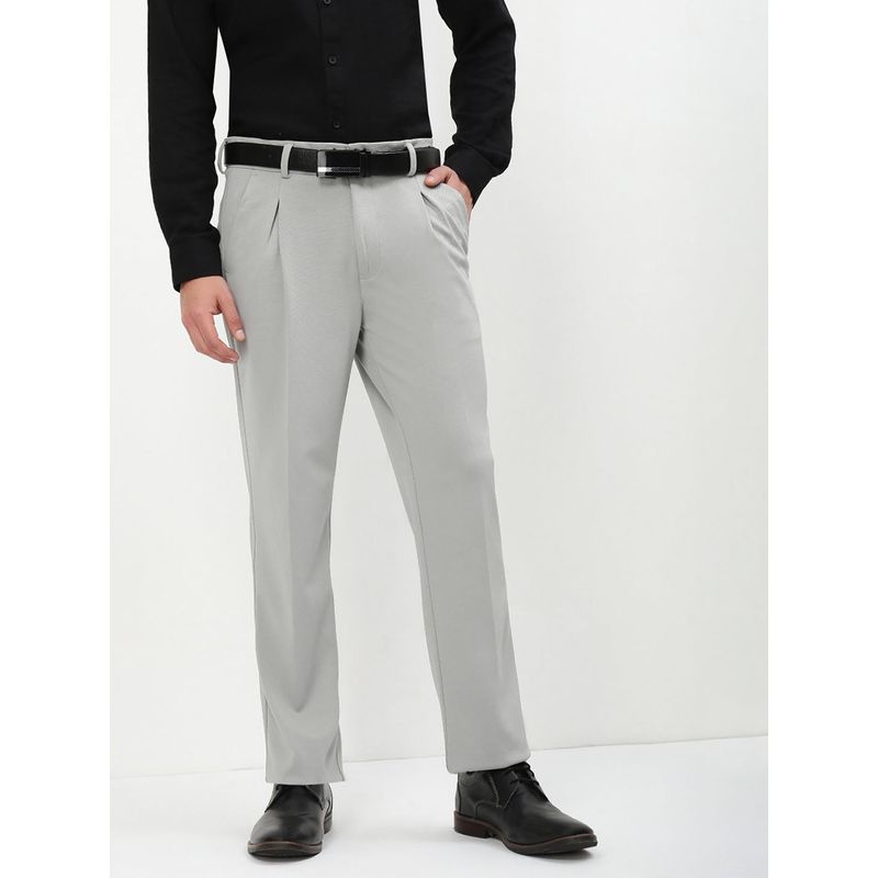 SHOWOFF Men Grey Solid Formal Trouser (30)