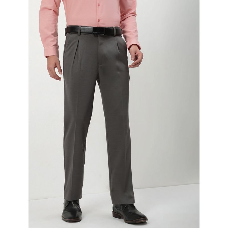SHOWOFF Men Charcoal Solid Formal Trouser (30)