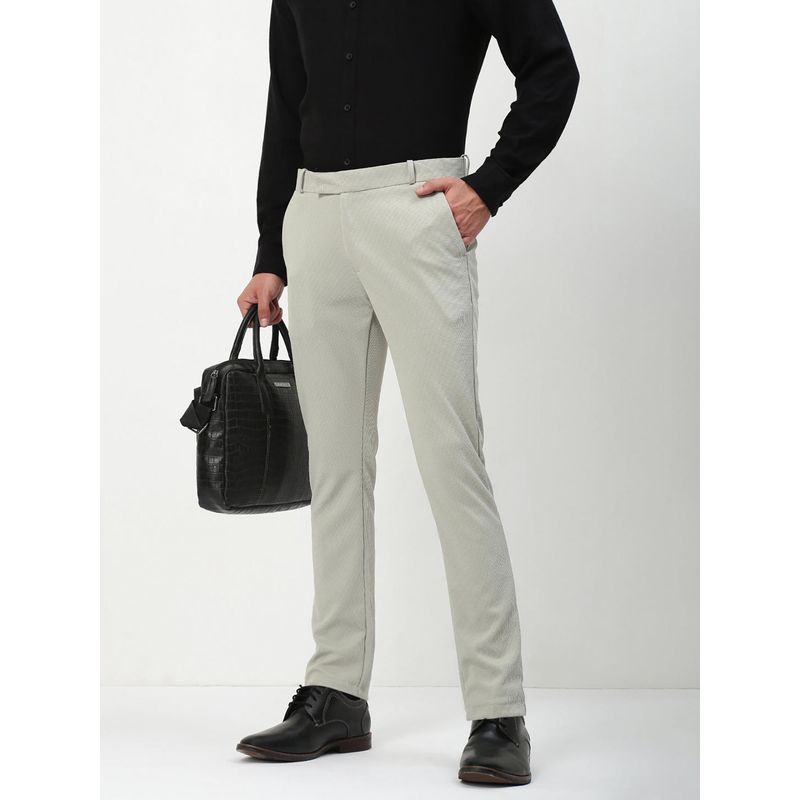 SHOWOFF Men Grey Solid Formal Trouser (30)