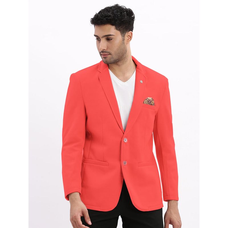 SHOWOFF Men Coral Solid Single Breasted Blazer (M)