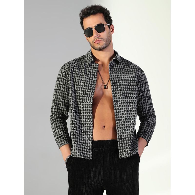 SHOWOFF Edition Men's Geometric Grey Shacket (2XL)