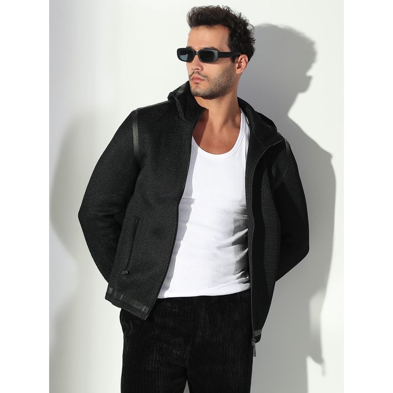 SHOWOFF Edition Men's Hooded Solid Black Jacket (XL)