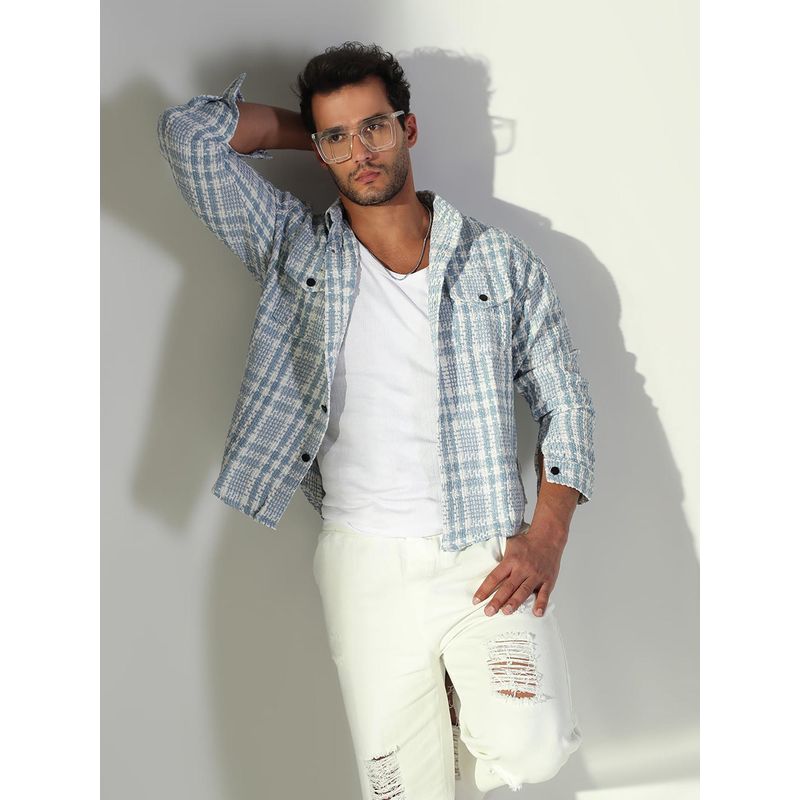 SHOWOFF Edition Men's Geometric Blue Shacket (S)