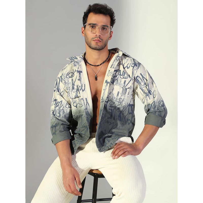 SHOWOFF Edition Men's Typography Cream Shacket (S)