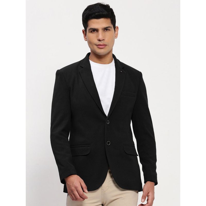 SHOWOFF Men Black Solid Single Breasted Blazer (M)