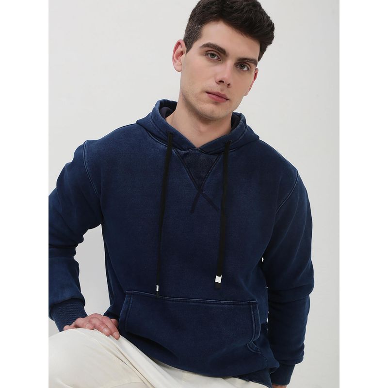 SHOWOFF Men Navy Blue Solid Hoodie (5XL)