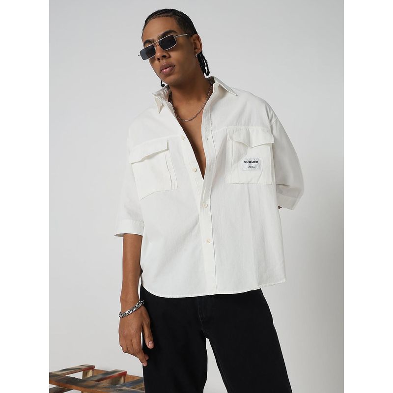 SHOWOFF Edition Men White Solid Oversized Shirt (L)