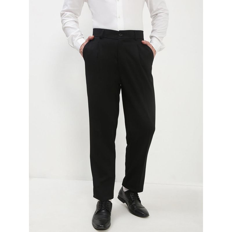 SHOWOFF Men Black Solid Formal Trouser (32)