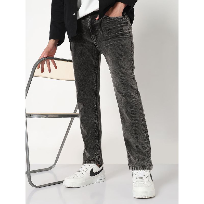 SHOWOFF Mens Grey Slim Fit Corduroy Jeans (40)
