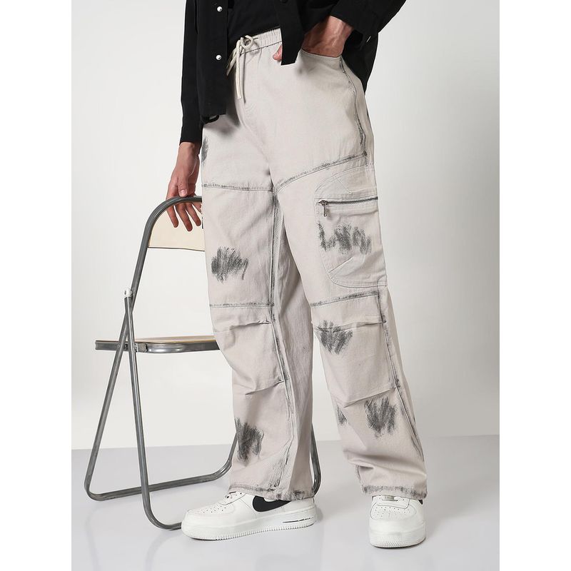 SHOWOFF Mens Grey Straight Fit Cargo Pocket Jeans (30)