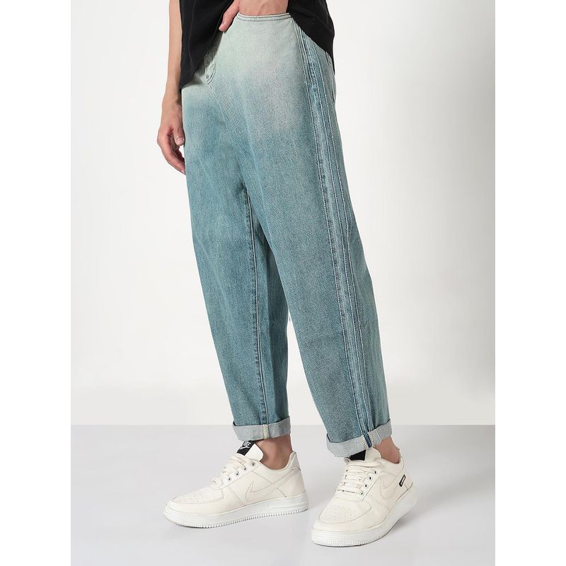 SHOWOFF Mens Blue Washed Tapered Fit Ombre Jeans (30)