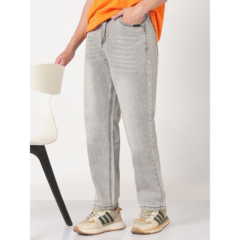 SHOWOFF Mens Grey Washed Straight Fit Jeans (30)