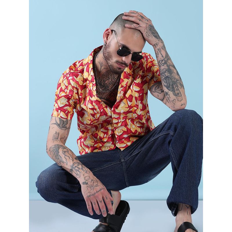 SHOWOFF Men Multi-Color Cotton Abstract Shirt (M)