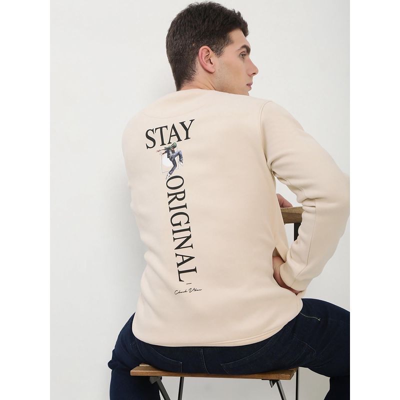 SHOWOFF Men'S Beige Graphic Print Round Neck Sweatshirt (4XL)