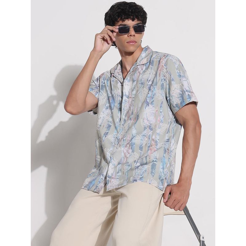 SHOWOFF Mens Edition Multi-Color Printed Collar Relaxed Fit Shirt (S)
