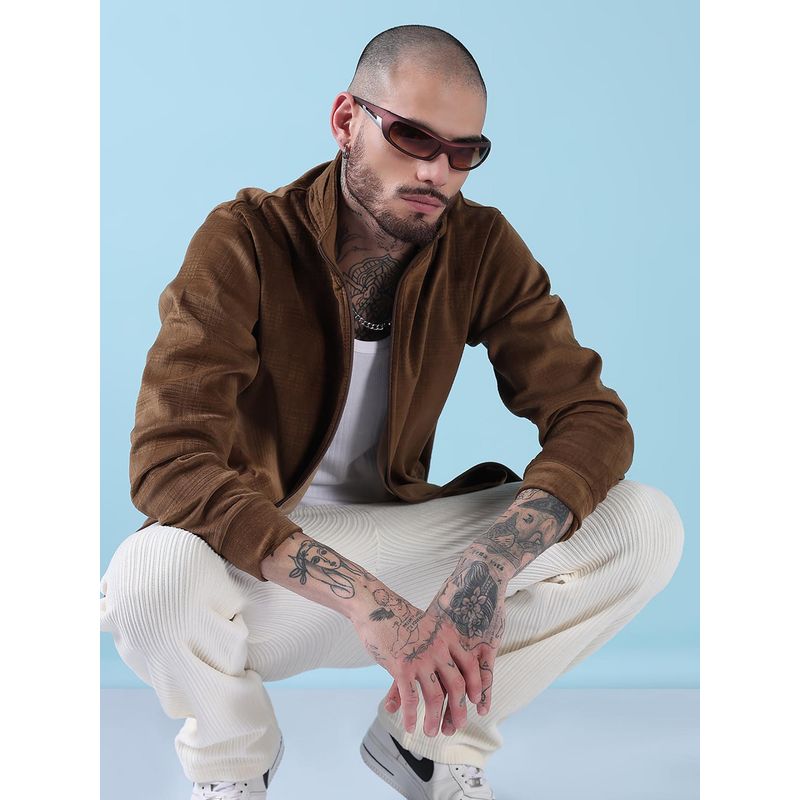 SHOWOFF Edition Men's Brown Checked Sporty Jacket (M)