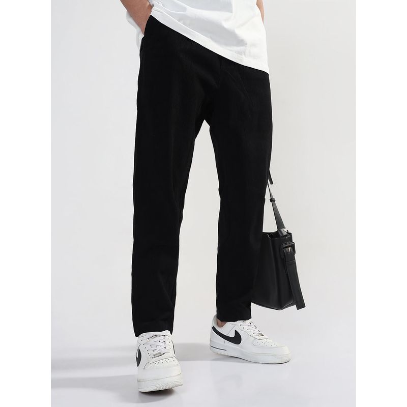 SHOWOFF Edition Mens Black Corduroy Relaxed Fit Trouser (30)