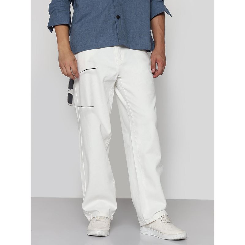 SHOWOFF Men White Relaxed Fit Jeans (30)