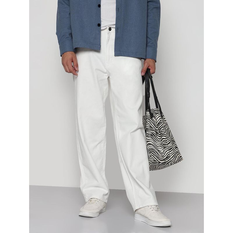 SHOWOFF Men White Relaxed Fit Jeans (34)