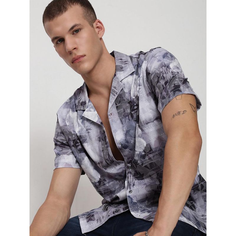 SHOWOFF Men Purple Abstract Shirt (S)