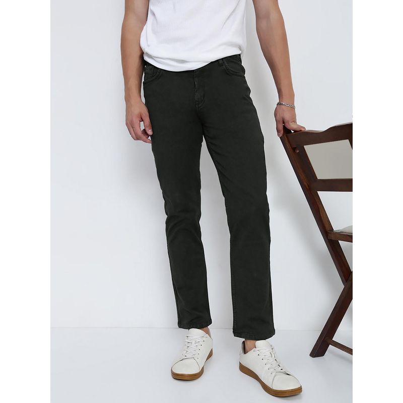 SHOWOFF Men Olive Slim Fit Jeans (30)