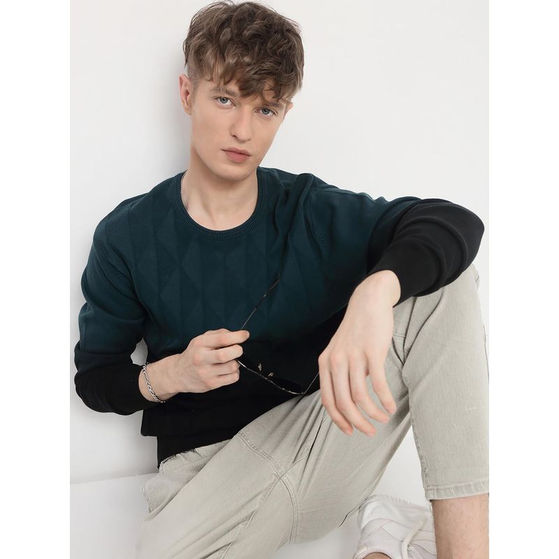 SHOWOFF Men's Blue Ombre Textured Sweater (S)