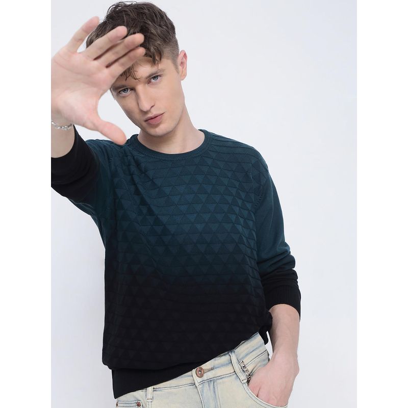 SHOWOFF Men's Blue Ombre Textured Sweater (S)