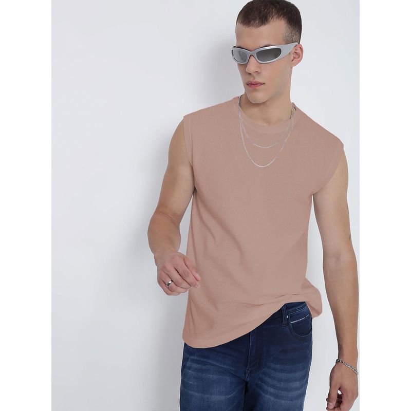 SHOWOFF Men Pink Sleeveless Regular Fit Tank Top (S)