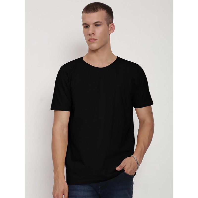 SHOWOFF Men Black Short Sleeves Round Neck Regular Fit T-shirt (S)