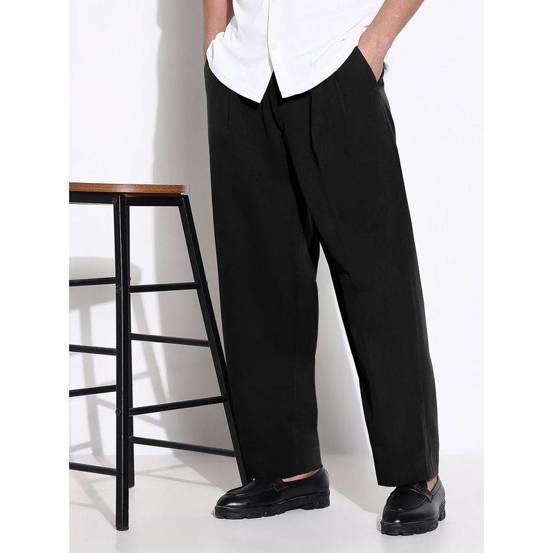 SHOWOFF Mens Black Loose Fit Formal Trouser (38)