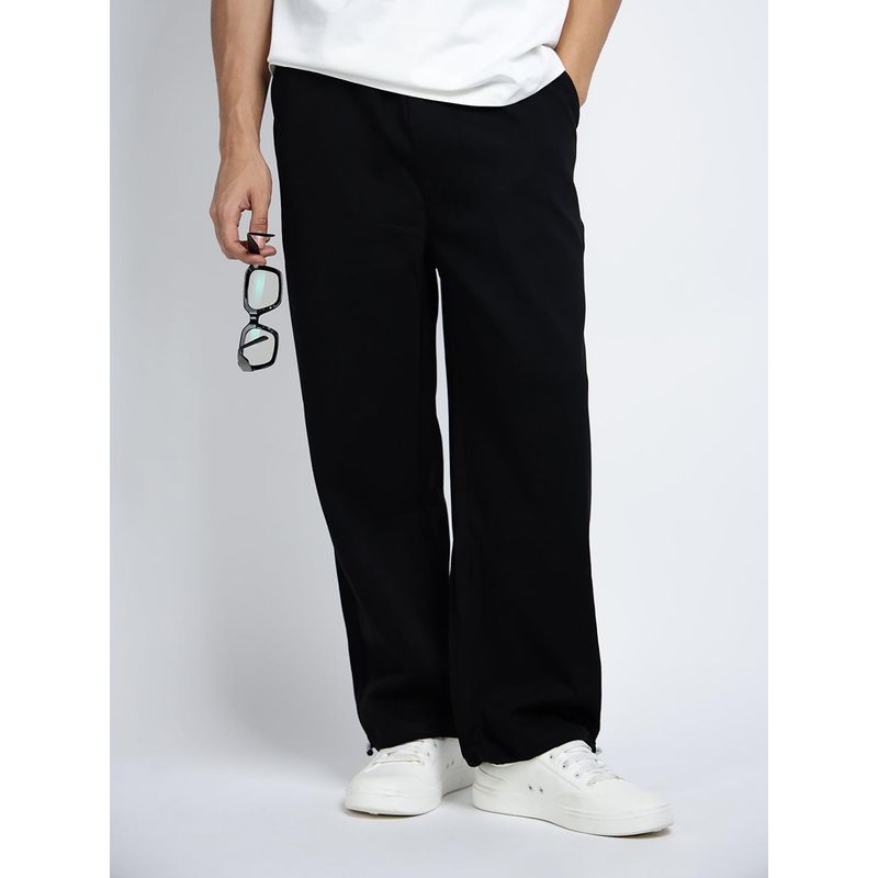 SHOWOFF Mens Black Straight Fit Trackpant (30)