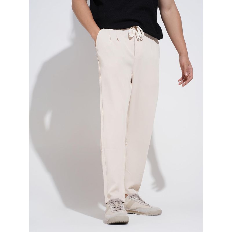 SHOWOFF Mens Cream Loose Fit Trackpant (28)