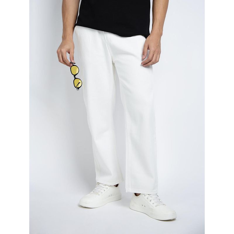 SHOWOFF Mens White Relaxed Fit Trackpant (28)