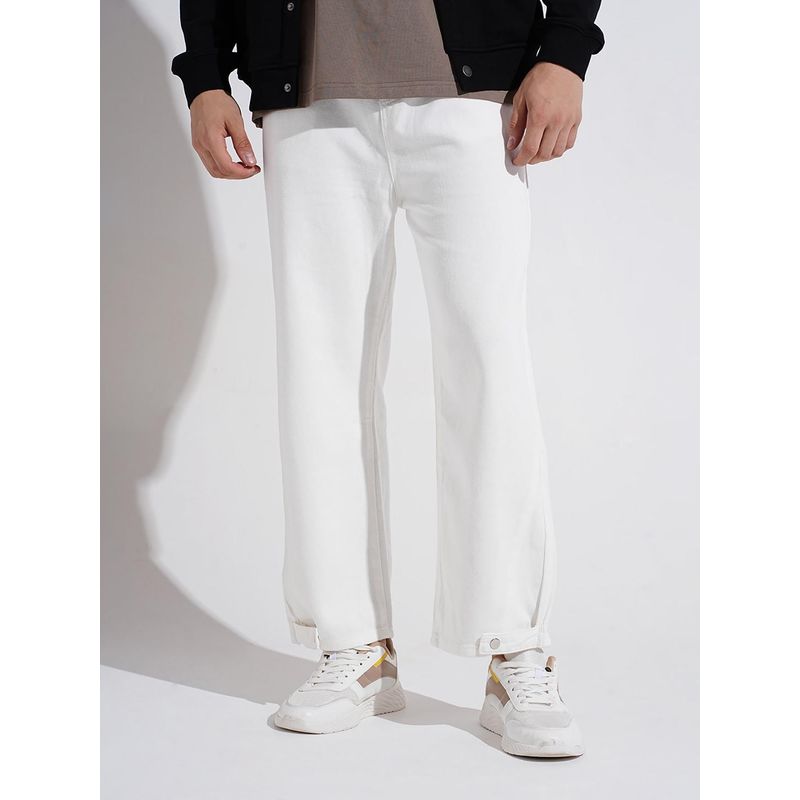 SHOWOFF Mens Denim White Regular Fit Trackpant (30)