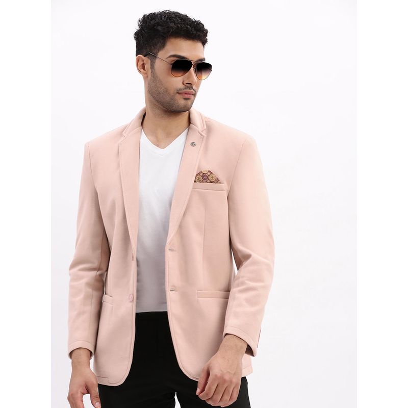 SHOWOFF Men Peach Single-Breasted Slim Fit Blazer (2XL)