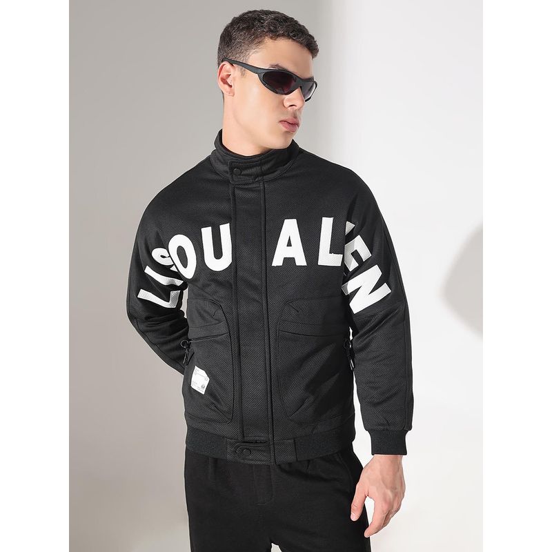 SHOWOFF Men Edition Typography Black Tailored Jacket (S)