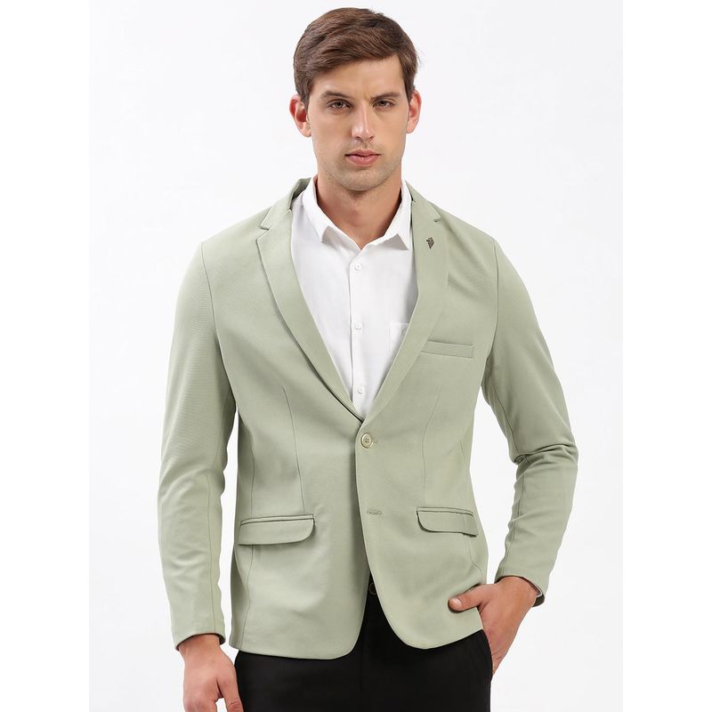 SHOWOFF Men Light Green Single-Breasted Slim Fit Blazer (2XL)