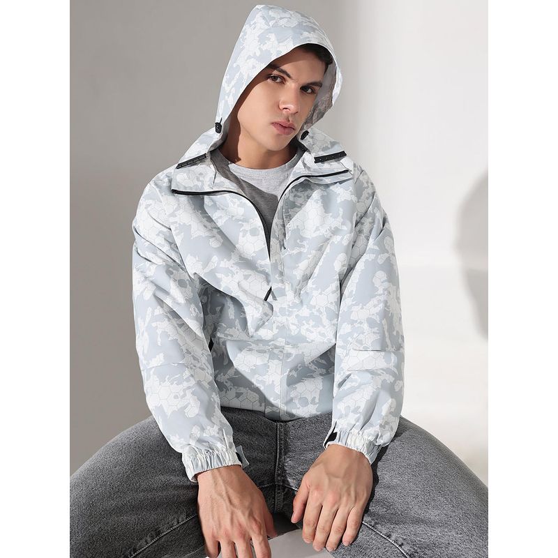 SHOWOFF Men Edition Camouflage Grey Hooded Jacket (2XL)