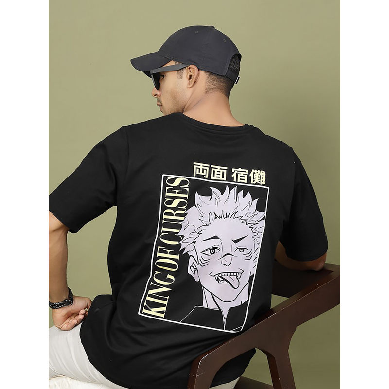 RIGO Men Black Terry Oversized Printed T-Shirt (S)