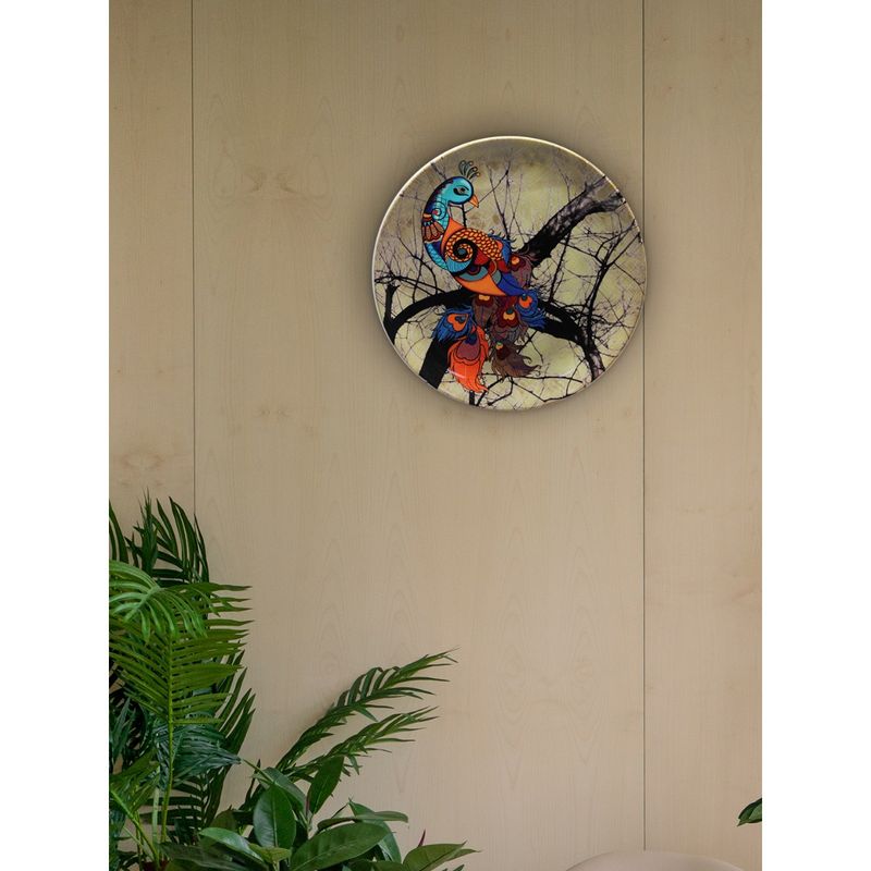 KOLOROBIA Charismatic Peacock Home Decor Wall Plate 8 Inch