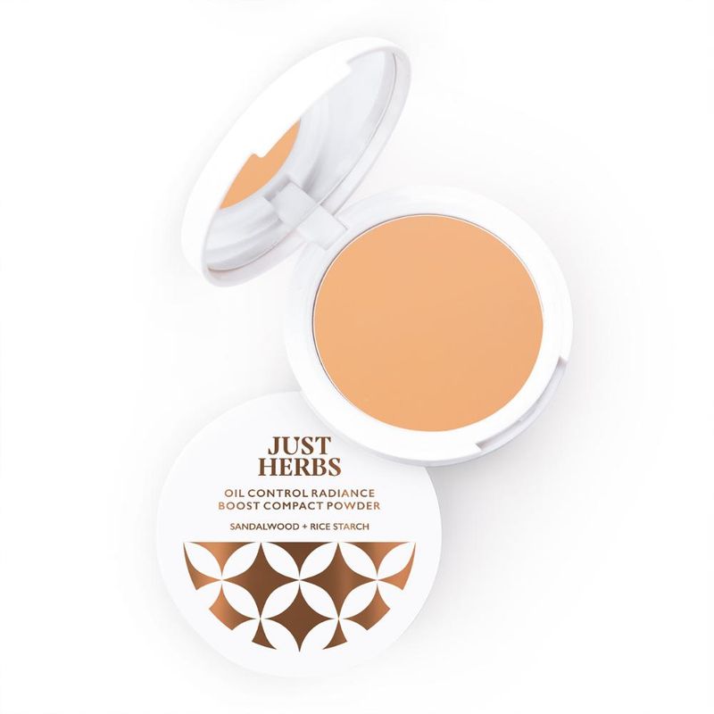 Just Herbs Oil Control Radiance Booster Age Defying Compact Powder - Coffee