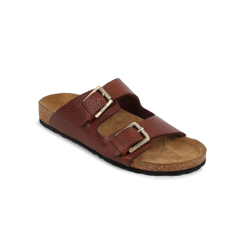 EZOK Leather Sandal for Men Brown (UK 5)