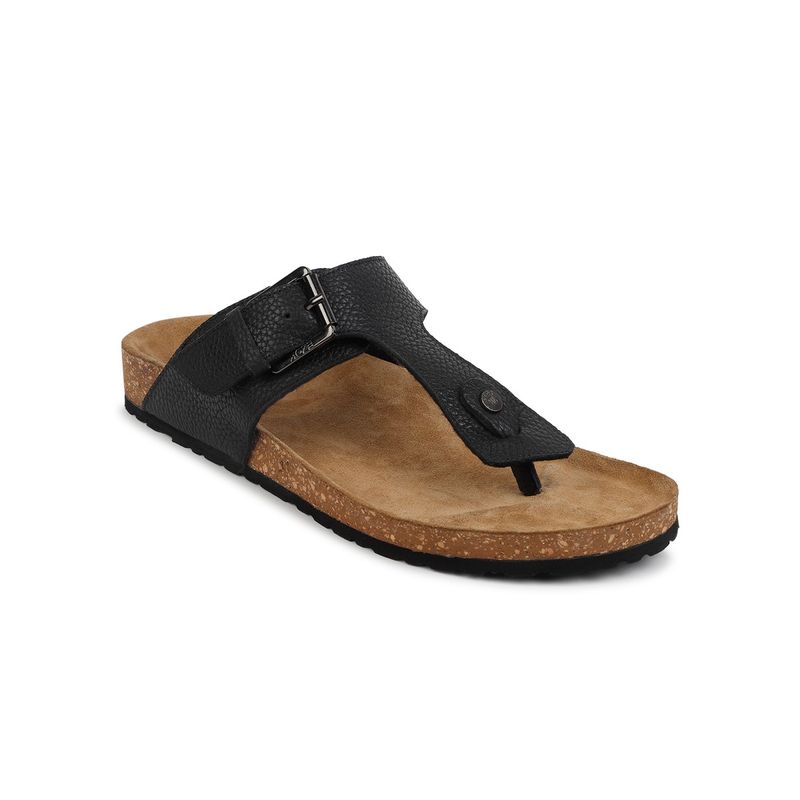 EZOK Leather Sandal for Men Black (UK 5)