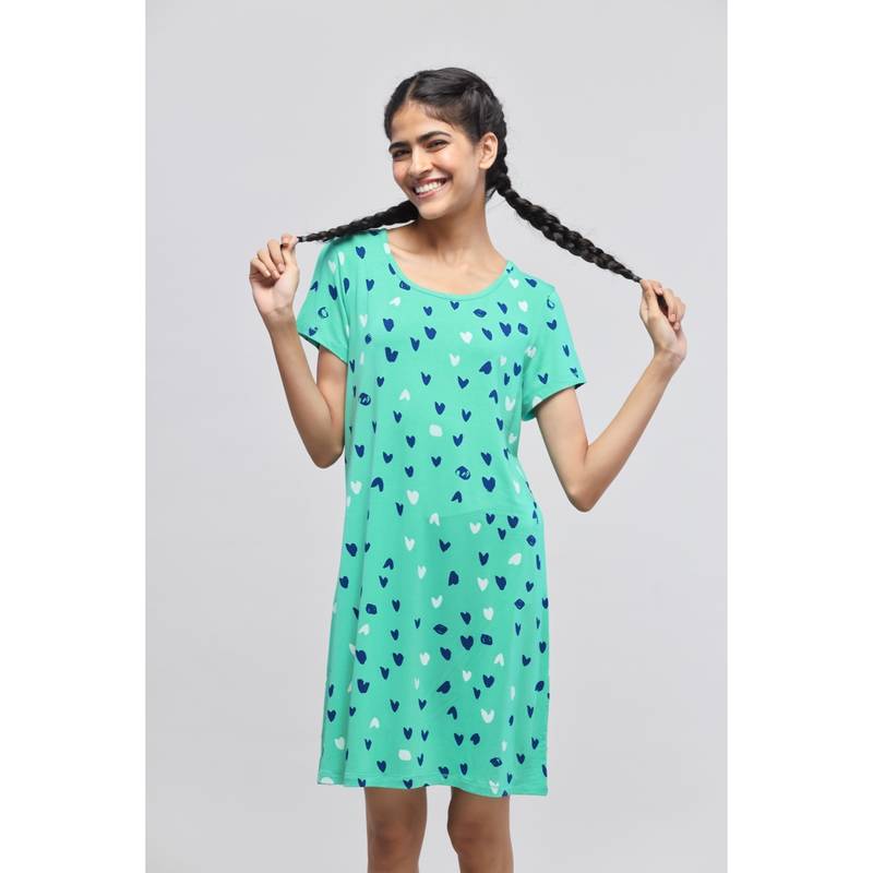 NeceSera Green Heartsy Short Dress (S)