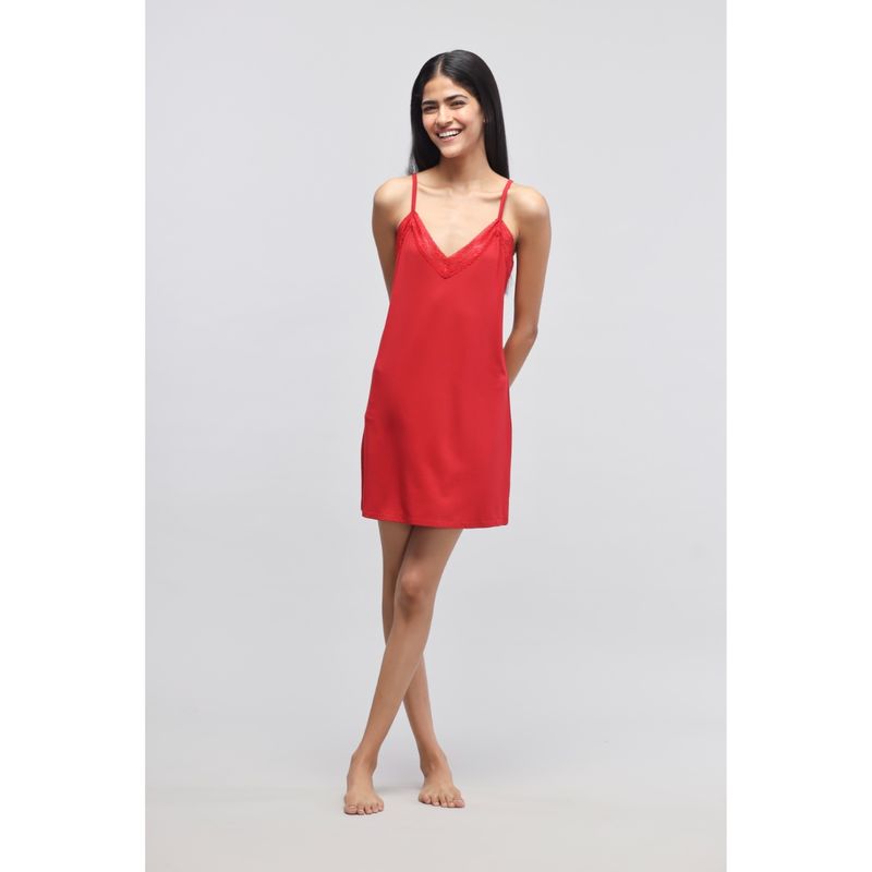 NeceSera Cherry Red Lace Short Dress (XL)