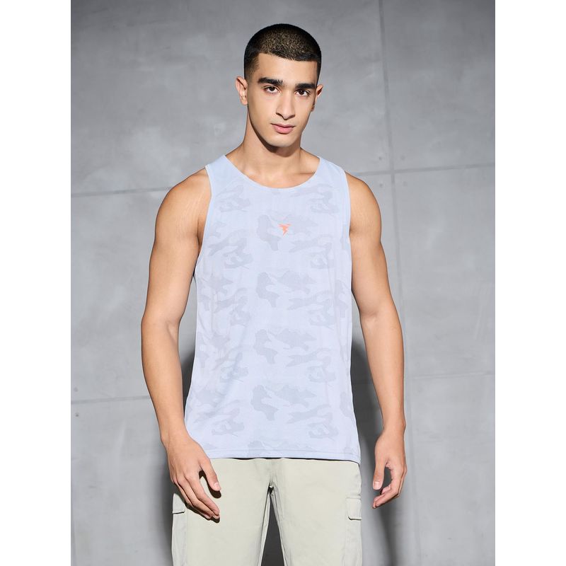 Technosport Men Jacquard Slim Fit Round Neck Sports Tank Top Ventmesh (2XL)